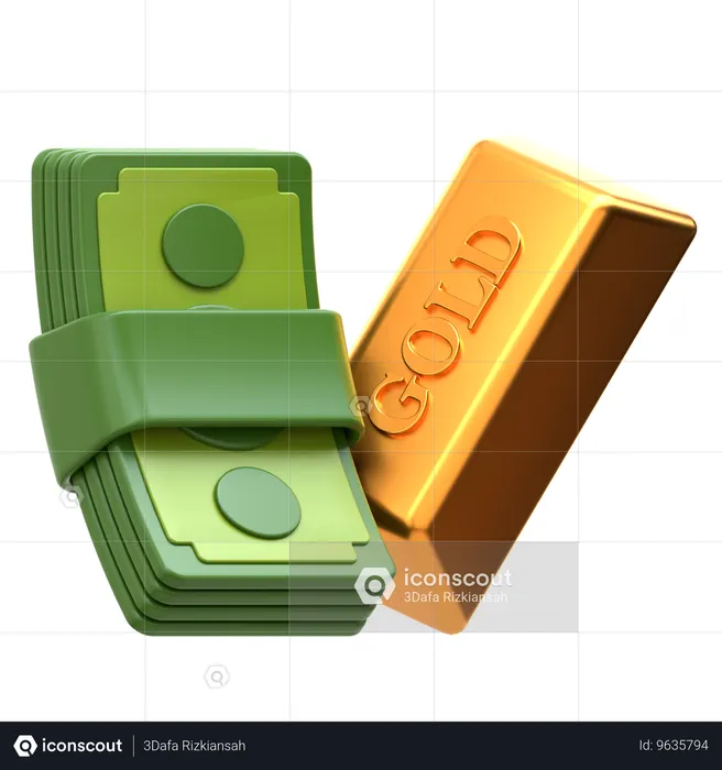 현금과 금  3D Icon