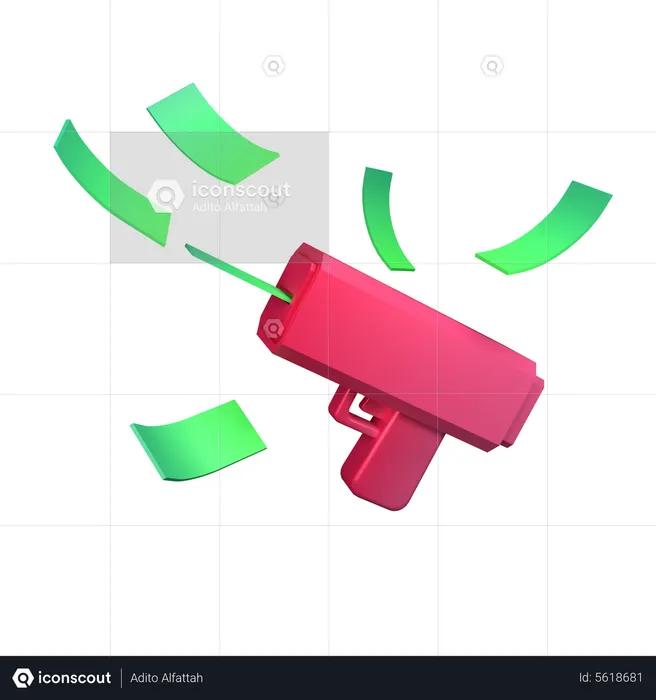 Cash Cannon Money Gun  3D Icon
