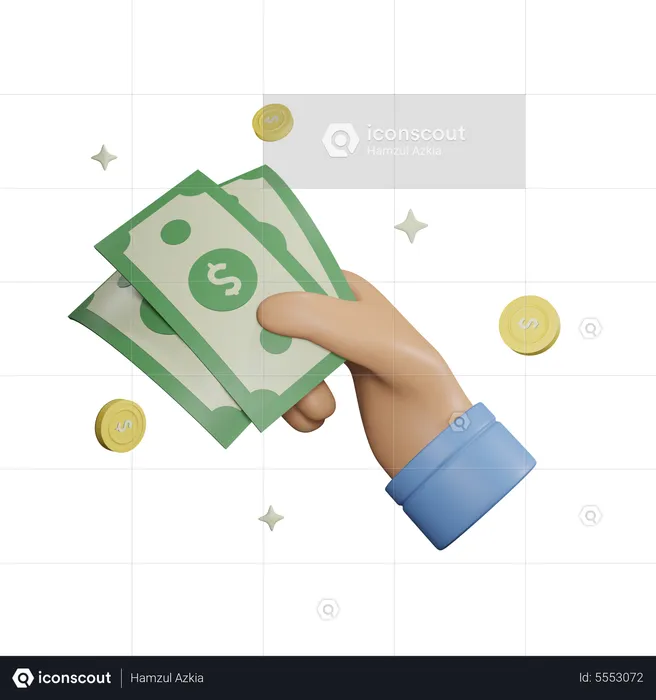 Cash Holding Hand  3D Icon