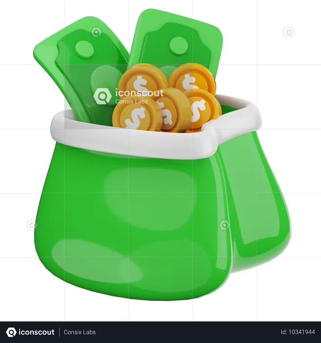 現金財布  3D Icon