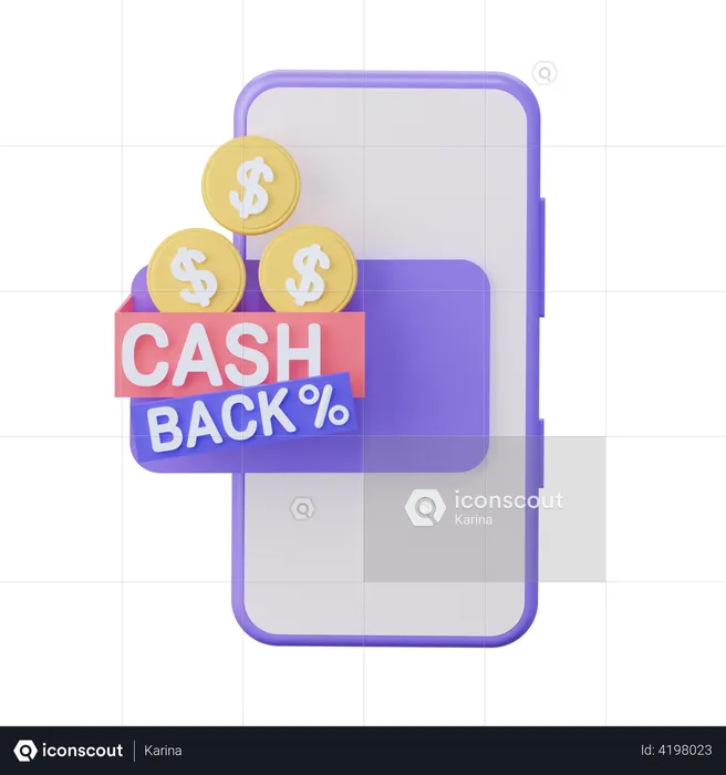 Cashback on online shopping  3D Illustration