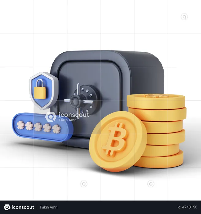 Casier Bitcoin  3D Illustration