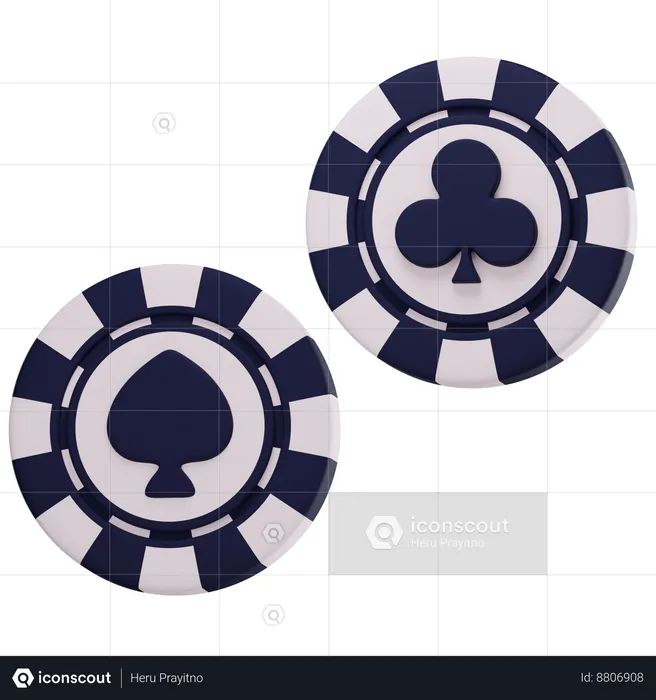 Casino Chip Club and Spade  3D Icon