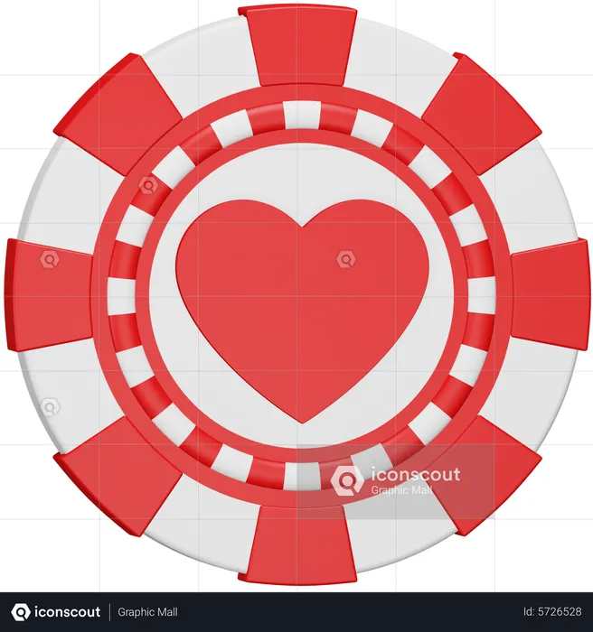 Casino Chip Heart  3D Icon