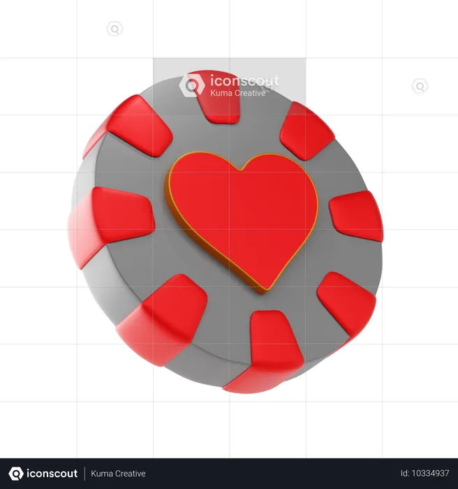 Casino Heart Chip  3D Icon