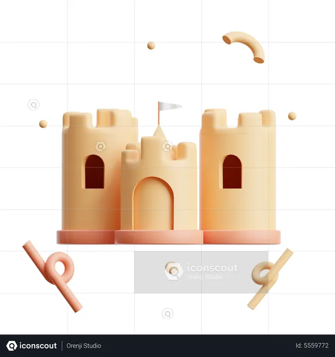 Castillo de arena  3D Icon