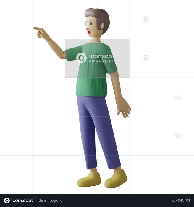 Casual boy touching pose  3D Illustration