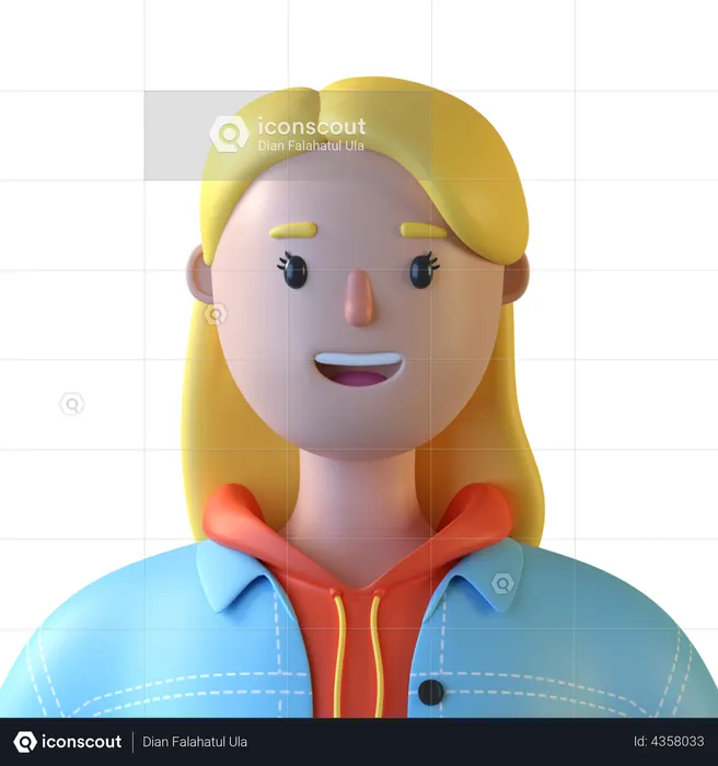 Young Girl  3D Icon