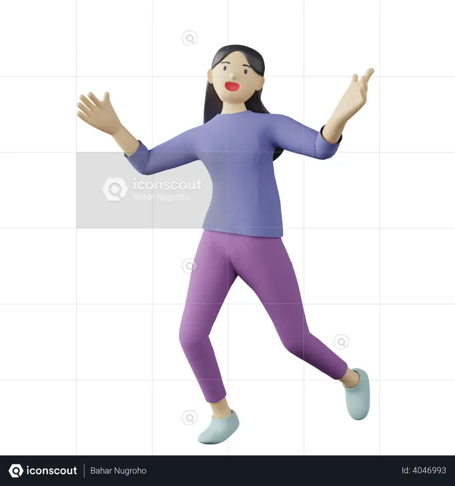 Casual female catching pose  3D Illustration