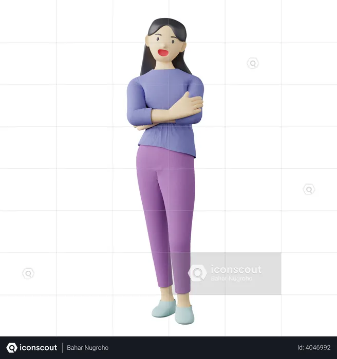 Casual female cross arm pose  3D Illustration