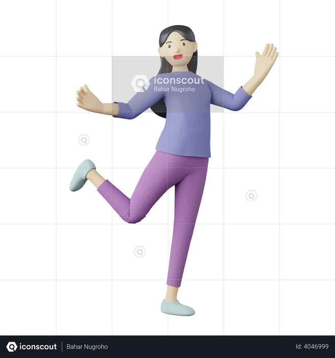 Casual female joyful pose  3D Illustration