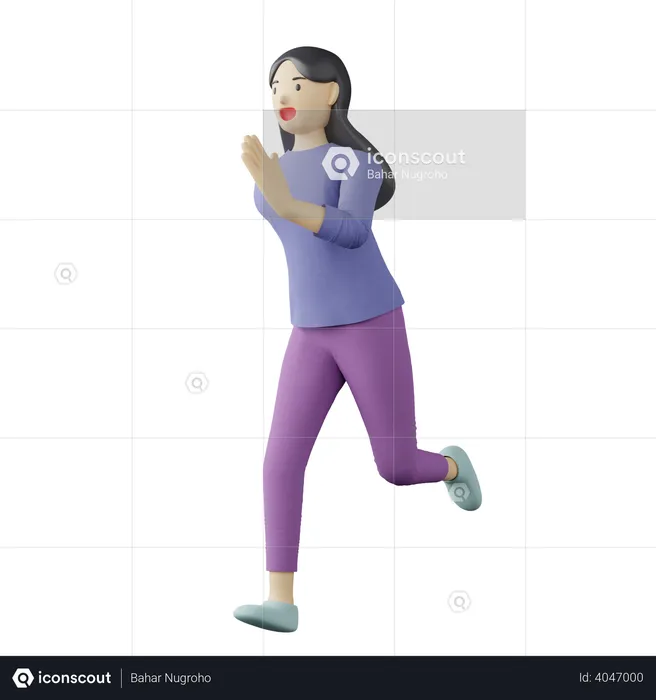 Casual female running pose  3D Illustration