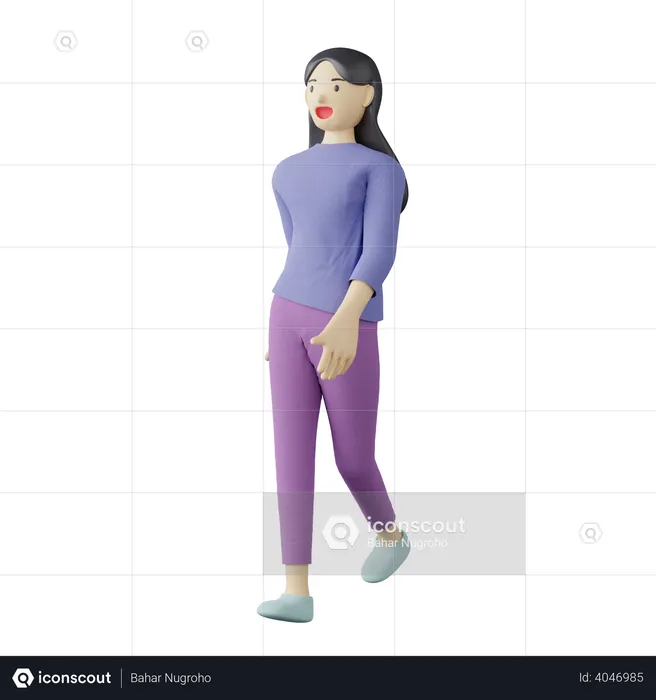 Casual female walking pose  3D Illustration