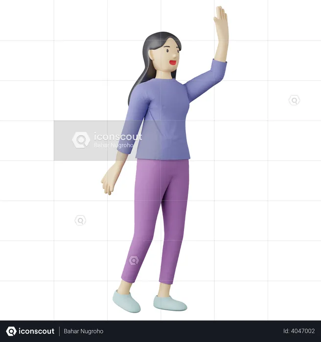 Casual female waving pose  3D Illustration