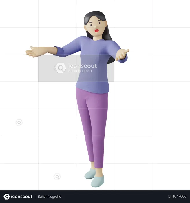 Casual female why pose  3D Illustration
