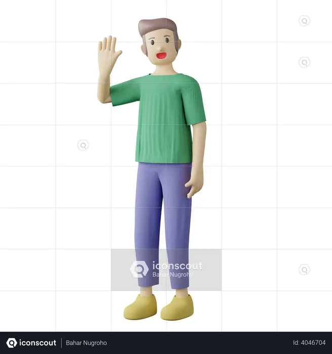 Homem casual diga olá  3D Illustration