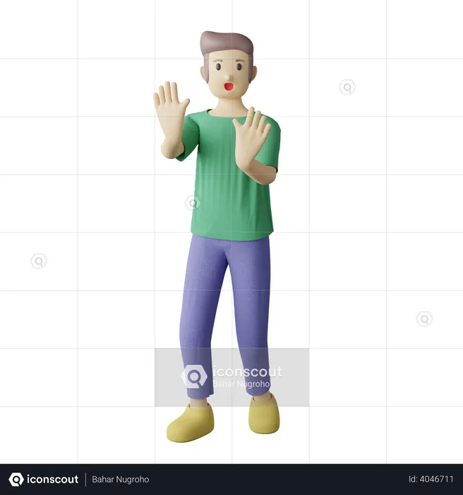 Casual man warning pose  3D Illustration
