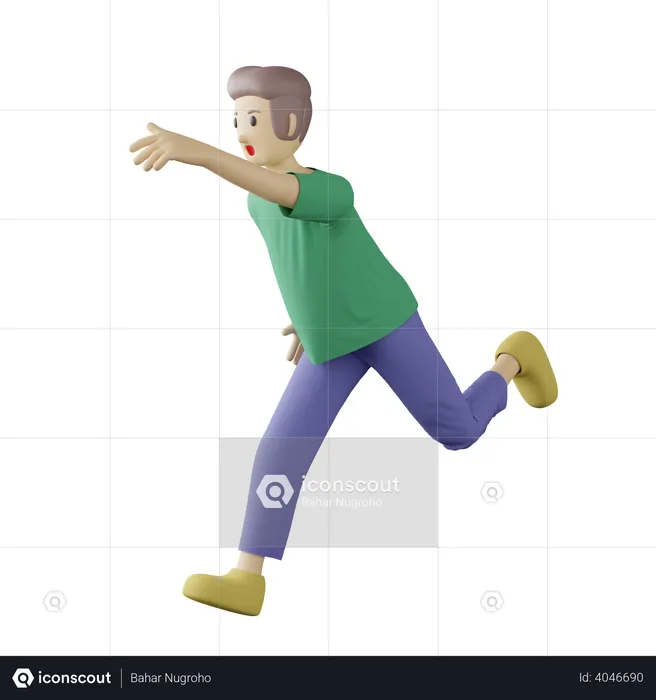 Casual person chasing pose  3D Illustration