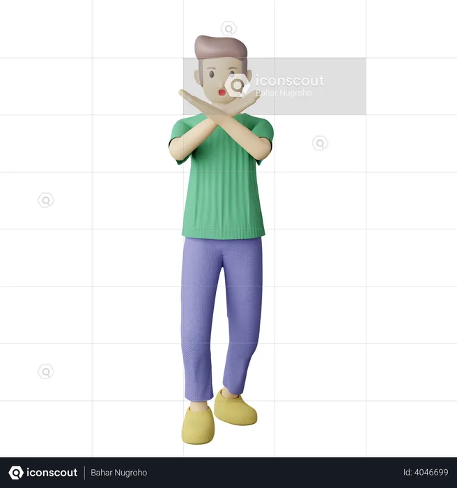 Casual person cross hands pose  3D Illustration