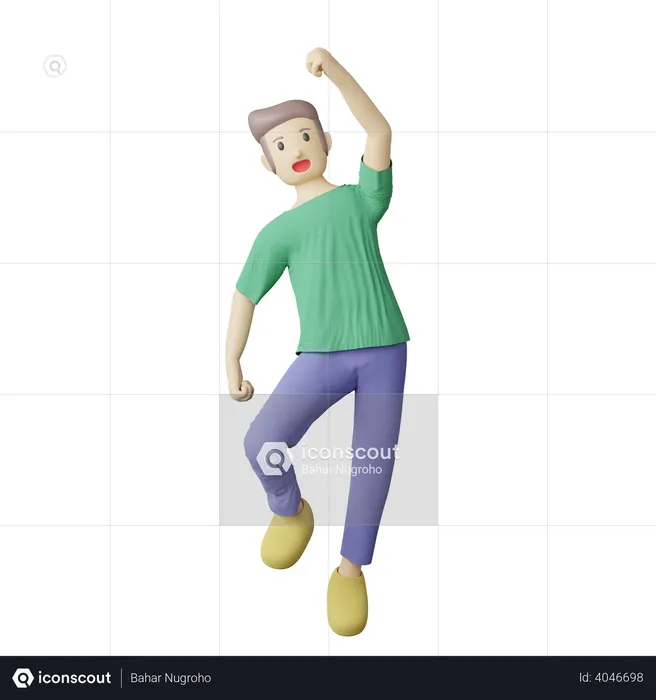 Casual person happy jump pose  3D Illustration