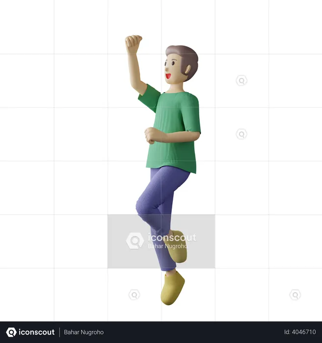Casual person jump pose  3D Illustration