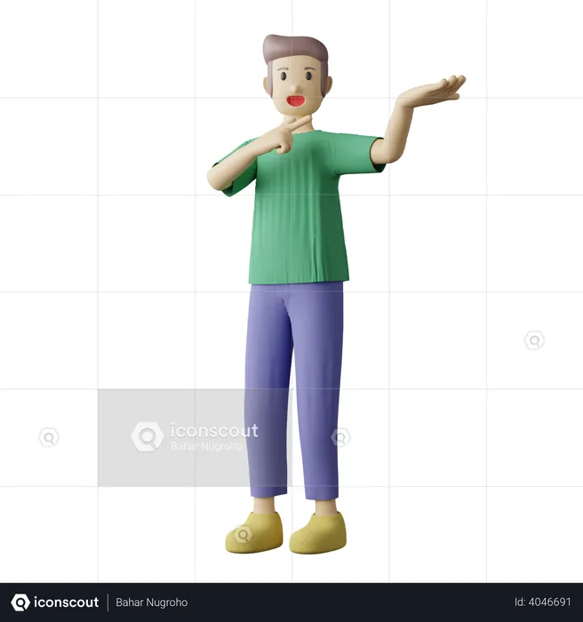 Casual person pointing on hand pose  3D Illustration