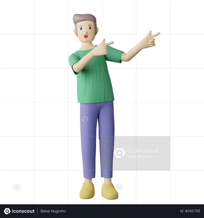 Casual person pointing pose  3D Illustration