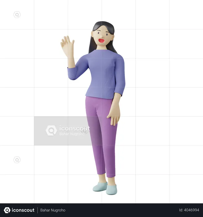 Casual woman say hello  3D Illustration