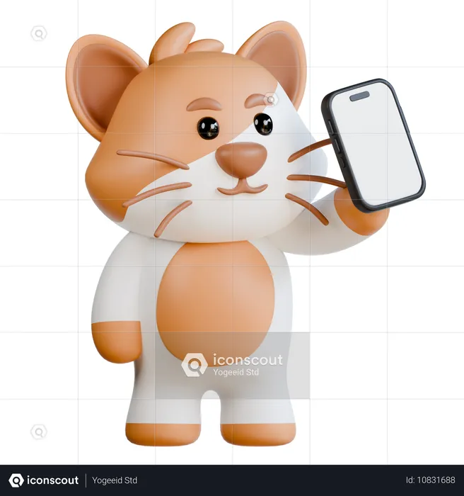 Cat Bring Smartphone  3D Illustration