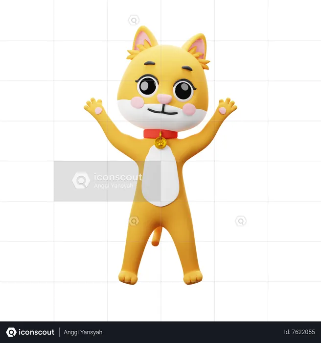 Cat Character Jump  3D Illustration