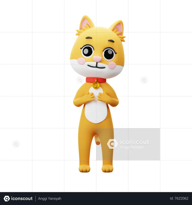 Cat Character Love Sign  3D Icon