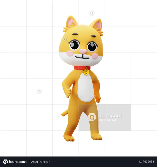 Cat Character Walking  3D Illustration