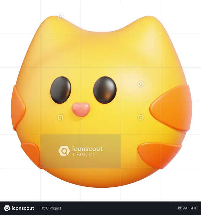 Cat Face Emoji 3D Icon