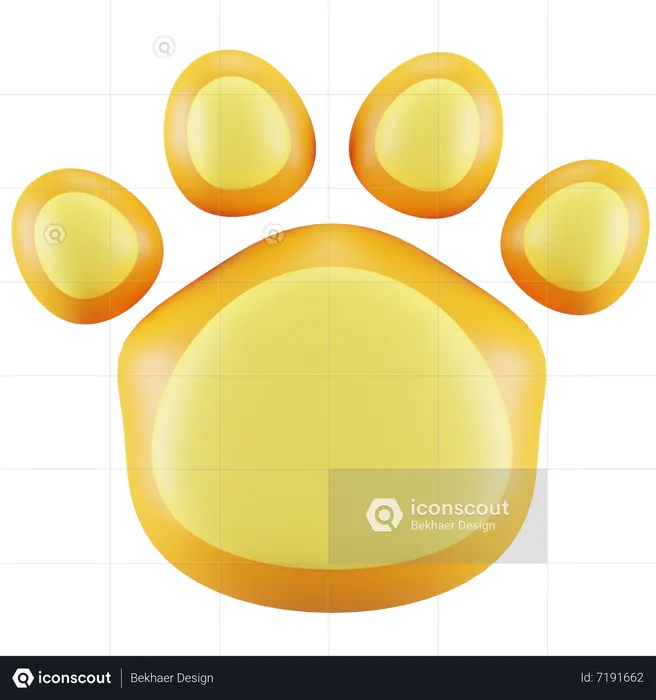 Cat Footprint  3D Icon