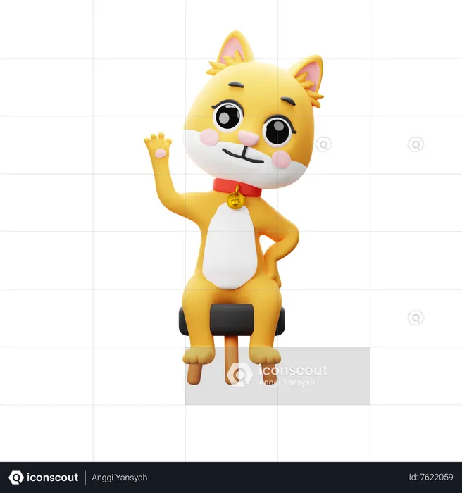 Cat Greeting  3D Illustration