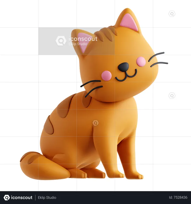 Cat Head tilt  3D Icon
