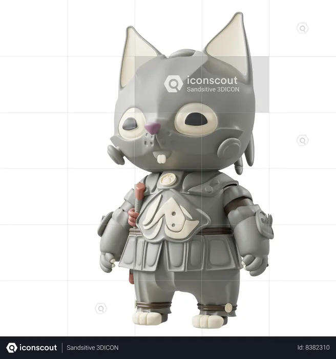 Cat in Kaiju Samurai Suit  3D Illustration