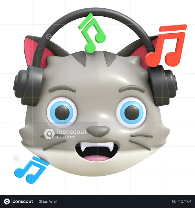 Cat listening music Emoji 3D Emoji