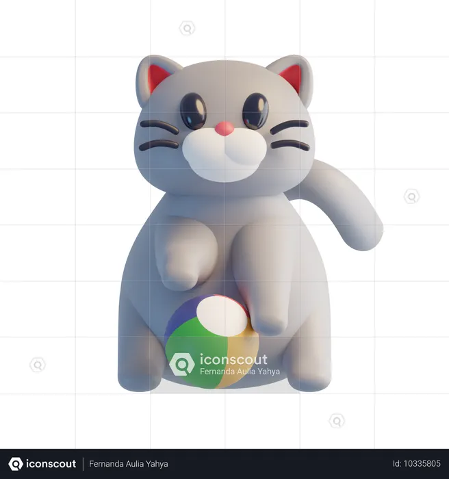 Cat Playing With Ball  3D Icon