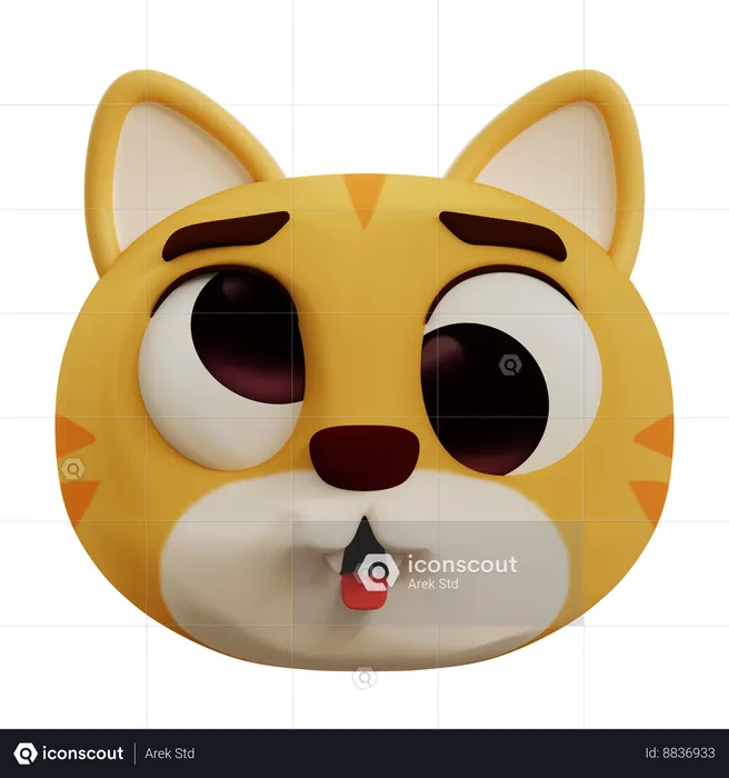 Cat Ugly Face Emoji 3D Icon