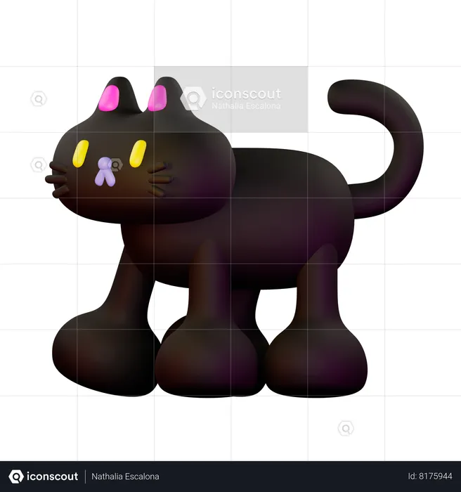 Cat Walking Looking Left  3D Illustration