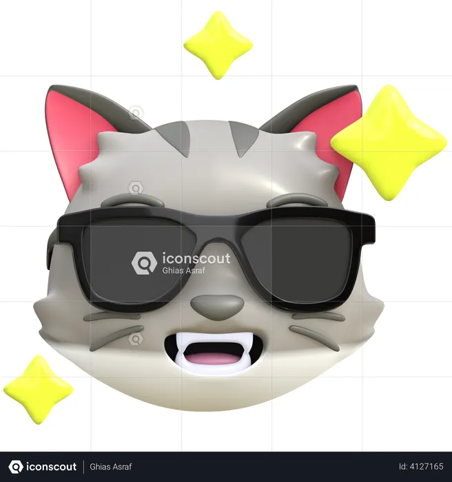 Cat wearing black glasses Emoji 3D Emoji