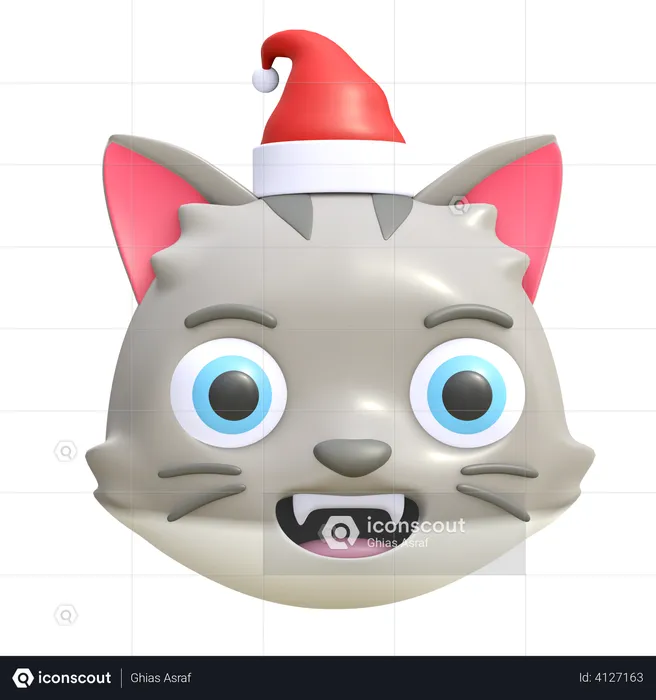Cat wearing Christmas hat Emoji 3D Illustration