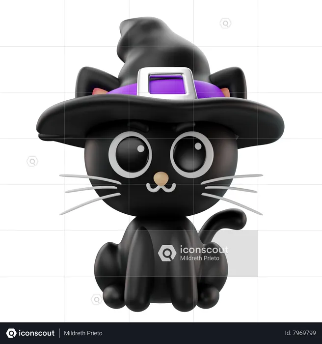 Cat With Hat  3D Icon
