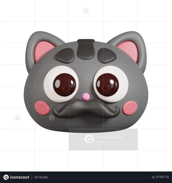 Cat With Mustache Emoji 3D Emoji