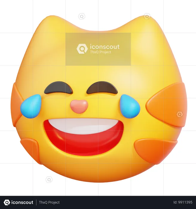 喜びの涙を流す猫 Emoji 3D Icon