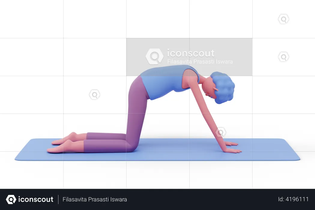 Cat Yoga Pose  3D Illustration