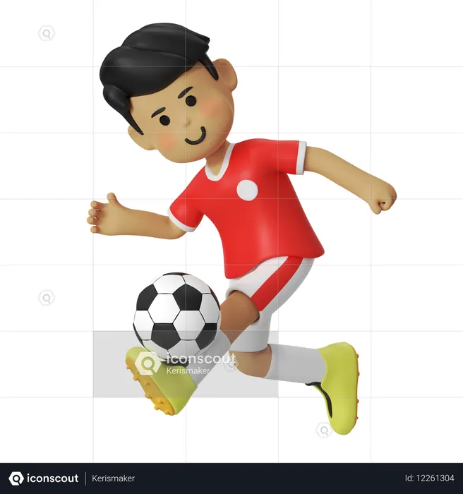 Catching Football Player Boy  3D Icon