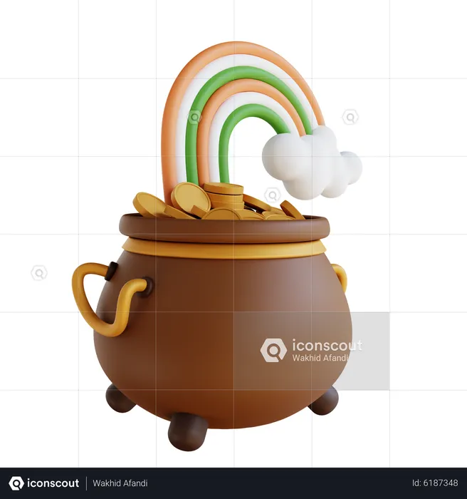 Cauldron With Rainbow  3D Icon