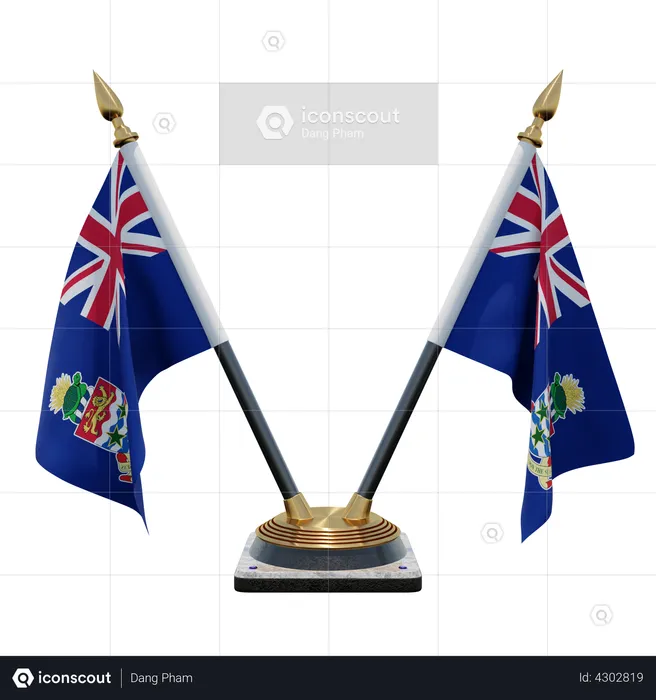 Cayman Islands Double Desk Flag Stand Flag 3D Illustration